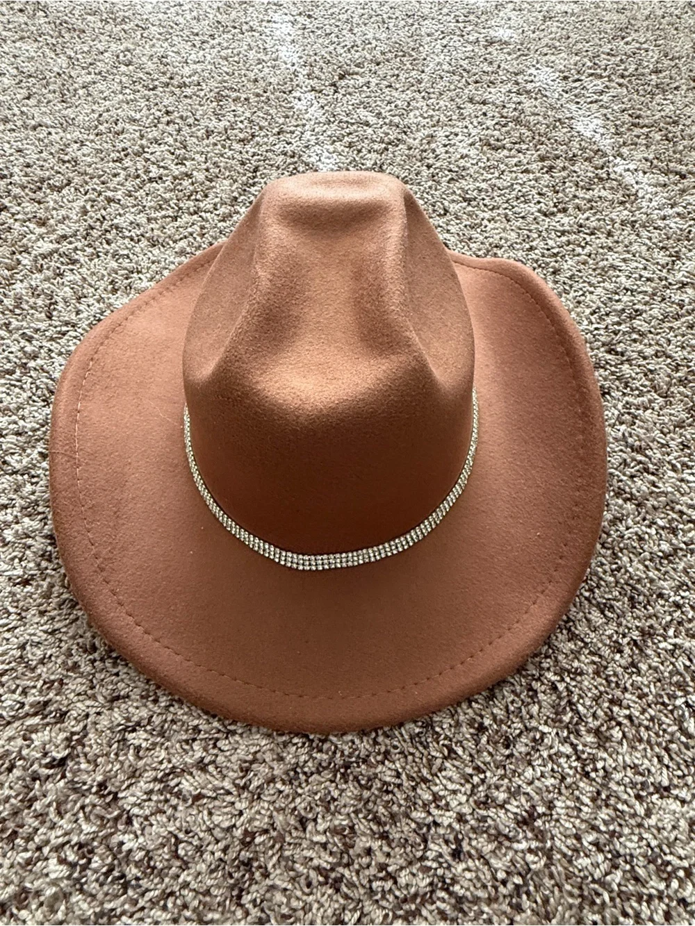 Women's Brown Felt Rancher Hat with Rhinestone Band